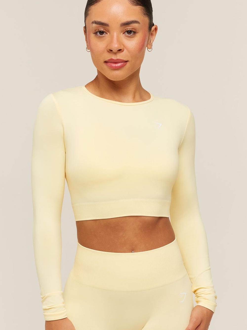 Gymshark Butter Yellow Everyday Seamless Long Sleeve Crop Top